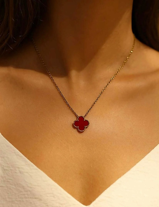 BORDO GOLD TEK YONCALI KOLYE 316L ÇELİK KARARMAZ