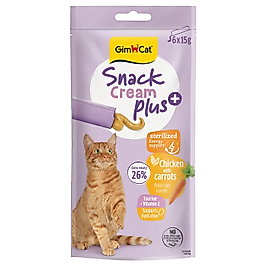 Gimcat Snack Cream Plus Tavuk Ve Havuçlu Kısırlaştırılmış Kedi Ödül Maması 6x15 Gr