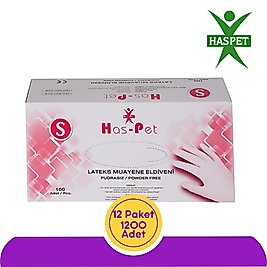 Haspet Latex Pudrasız Muayene Eldiveni (S) 100lü 12 Kutu