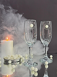 ŞAMPANYA KADEHİ BEYAZ İNCİ BÖĞÜRTLEN  FİGÜRLÜ 2'Lİ