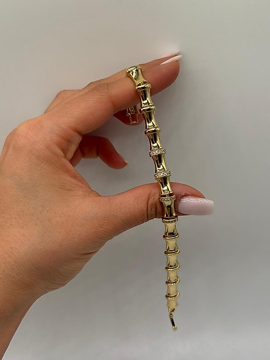 Xuping Bambu Formlu Taş Detaylı Bileklik