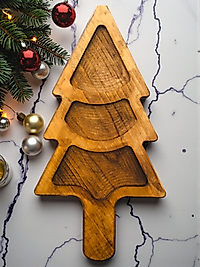 Çam Ağacı Sunumluk - Çerezlik - Sunum Tahtası - Sunumluk - Çam Ağaçlı Sunumluk - Yılbaşı Sunumluk