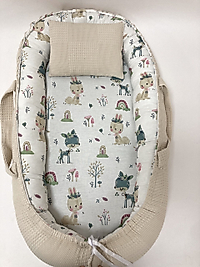 Bej/Sevimli Hayvanlar Desenli Babynest
