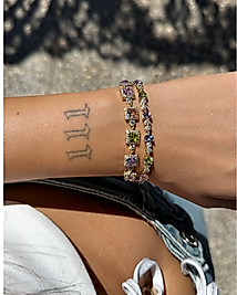 Çelik Kare Taşlı Renkli Bileklik