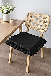 Fırfırlı Siyah Iskandinav Sandalye Minderi