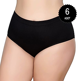 Gümüş 3041 Kadın Yüksek Bel Ribana Bato Külot Siyah 6 lı Paket