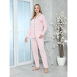 Premium Bambu Yumuşak Arabiyeli Düğmeli Pijama Takımı Pembe