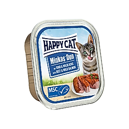 Happy Cat Minkas Duo Sığır Etli ve Somonlu Yetişkin Kedi Konservesi (100 g)