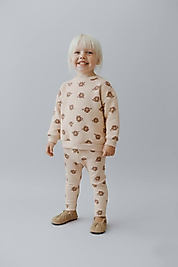 3 - 10 Yaş Arası Çiçek Desenli Üçiplik Şardonlu Oversize Kesim Kız Çocuk Takımları