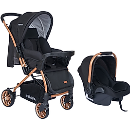 PRAVA DREAM PUSETLİ BEBEK ARABASI (GOLD-SİYAH) - ÇİFT YÖNLÜ KULLANIM