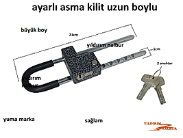 ASMA KİLİT AYARLI BÜYÜK BOY ASMA KİLİT EMNİYET KİLİDİ KANCALI KİLİT