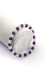 Ametist - Pembe Kuvars Doğaltaş Bileklik 6mm Küre