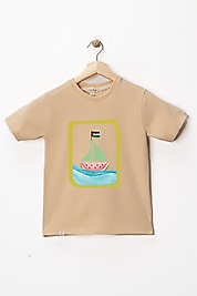 Kız Çocuk Kısa Kollu Bisiklet Yaka "Sumud, Özgür Filistin" Baskılı Tişört Mevsimlik Pamuklu