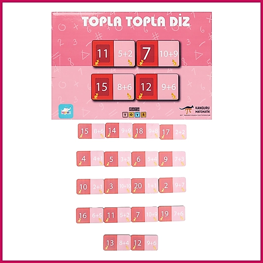 Kanguru Matematik Topla Topla Diz Oyunu-Toplama İşlemi & Eşleştirme | 2-4 Oyuncu | Müfredata Uyumlu / 6 Yaş / 2 Oyuncu