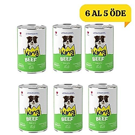 King Sos İçerisinde Et Parçacıklı Dana Etli Köpek Konservesi 400 gr 6 Al 5 Öde