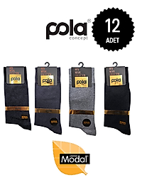 Pola Erkek Modal Dikişsiz Soket Çorap Karışık 12'li Paket