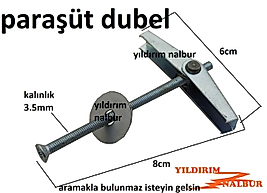 PARAŞÜT DUBEL METAL CİVATALI 8CM KATLANIR KANATLI DUBEL ALÇIPAN