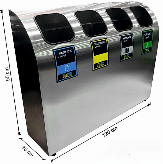 GERİ DÖNÜŞÜM SETİ PASLANMAZ ÇELİK DÖRTLÜ ( KDV DAHİL )