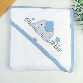 Fil Desen Kapüşonlu Havlu / 80x85 cm / Çift Katlı