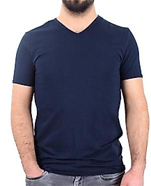 STAR V YAKA PENYE T-SHIRT LACİVERT RENK