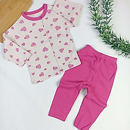 Kalp Desen Çıtçıtlı Pijama Takımı