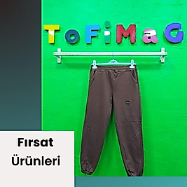 Kahve Renk 2 İplik Alt Eşofman Bel ve Ayaklar Lastikli Regular Kesim