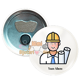 Mimar Metal Resimli İğneli Buton Rozet Magnet Anahtarlık Açacak Çanta Rozetleri M1