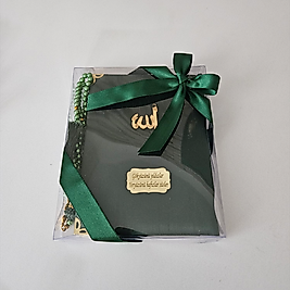 Koyu Yeşil Kurdeleli İpek Set