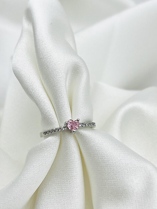 Çelik Silver Pembe Kalp Yüzük