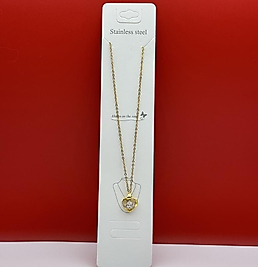 Kalp figürlü çelik kolye gold