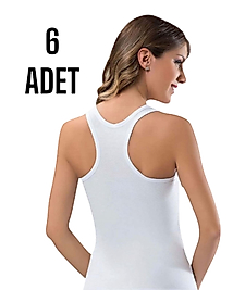 Gümüş Kadın Likra Sporcu Atlet Standart Beden Beyaz 6 Lı Paket
