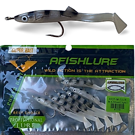 Afishlure 3 gr 6 cm Silikon Yem 6 adet (Gri Siyah)