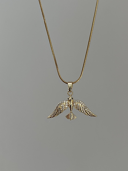 Çelik Taşlı Kuş Kolye