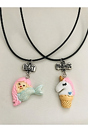 Deniz Kızı Unicorn Best Friends 2'li Arkadaşlık Kolyesi