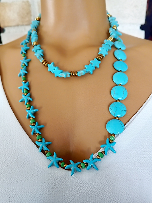 TURKUAZ İKİLİ KOLYE