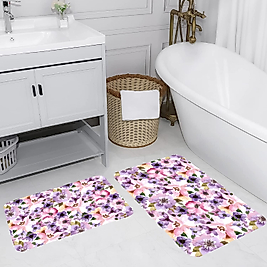 Rovigo Home Dijital Baskı Yıkanabilir Kaymaz 2 li Banyo Takımı