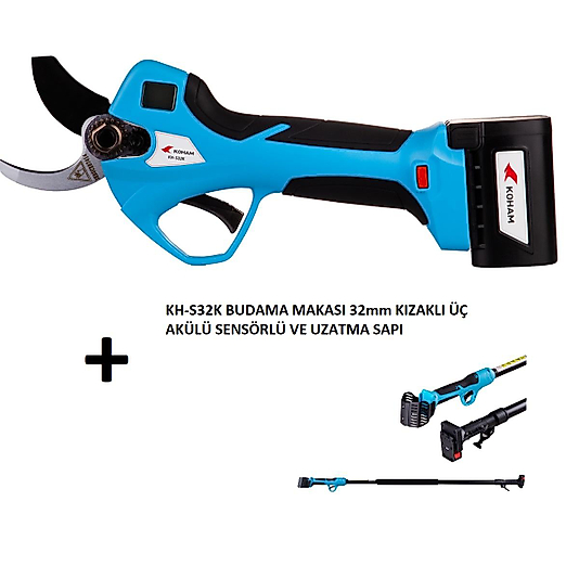 KOHAM  KH-S32K BUDAMA MAKASI 32mm KIZAKLI ÜÇ AKÜLÜ SENSÖRLÜ VE UZATMA SAPI 150 cm -220 cm Teleskopik