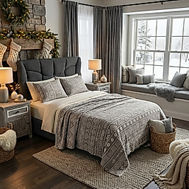 Bohem İnka Serisi %100 Pamuk Müslin 5 Katlı Tek Kişilik Antrasit Yatak Örtüsü 160x220 cm.  1 Adet Yastık kılıfı 50x70 cm.