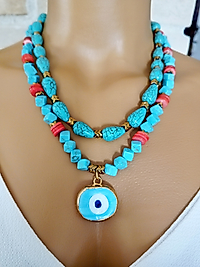 TURKUAZ VE NAZAR BONCUKLU KOLYE