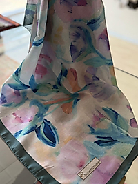 BAŞÖRTÜ DÜKKANI SOFT EŞARP FLORAL DESEN ZÜMRÜT MAVİ
