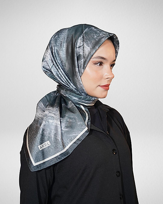 Dijital Kristal Eşarp Pastel Mermer Desenli