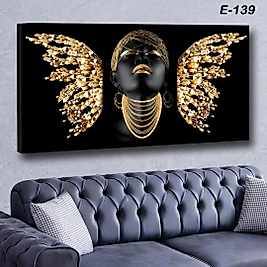 MERCAN MOBİLYA  VE AKSESUAR ,   130*70  VARAKLI ZINCIKIZ VE KANATLARI   KANVAS TABLO