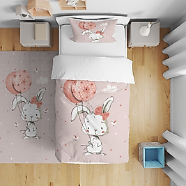 Minibabyrooms Balonlu Tavşan Desenli Nevresim Takımı
