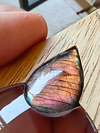 Handmade Walnut Wood Magnifying Glass Necklace 1.5x Wearable Loupe with Natural Labradorite Stone