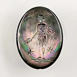 SEDEF ÜZERİ TANRIÇA İNTAGLİO MÜCEVHER OYMA TAŞ