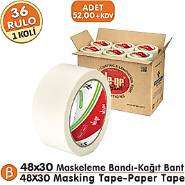 Ve-Ge 48x30 Maskeleme Bandı (1 Koli – 36 Adet) Toptan Maskeleme (Boya Koruma - Badana) Bandı-Beyaz