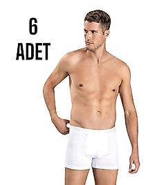 Gümüş Erkek Licra Boxer Şort Beyaz 6 Lı Paket