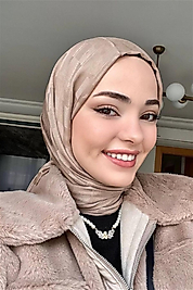 Küpçizgi İtalyan Jakar İpekli Şal Vizon
