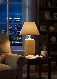 Dekoratif Seramik Kare Abajur Sarı  AB024