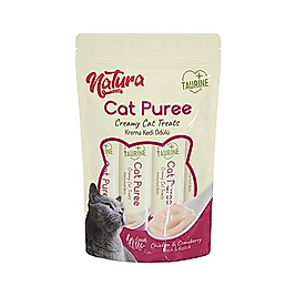 Natura Tavuk Etli ve Kızılcıklı Püre Krema Kedi Ödül Maması (5 x 12 g)